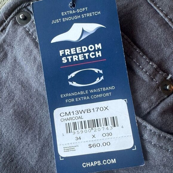 Pants/stretchy jean material. Light grey. Brand new with tags! Chaps. 34x30 - Picture 5 of 8